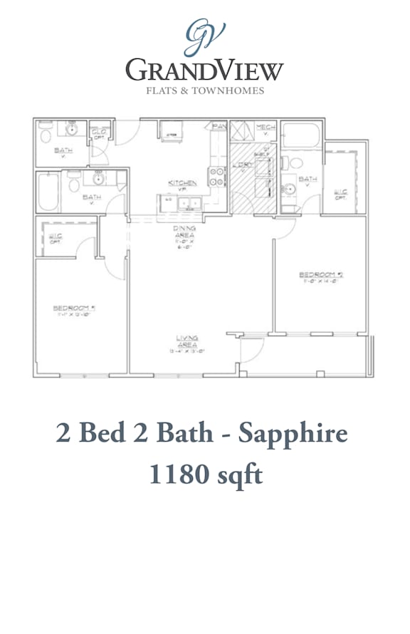 2 bedroom 2 bath E at GrandView Flats and Townhomes, Indiana