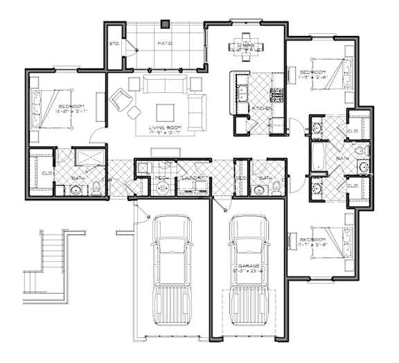 3 bed 2 bath B Floorplan at The Residences at Toscana Park, Granger, Indiana