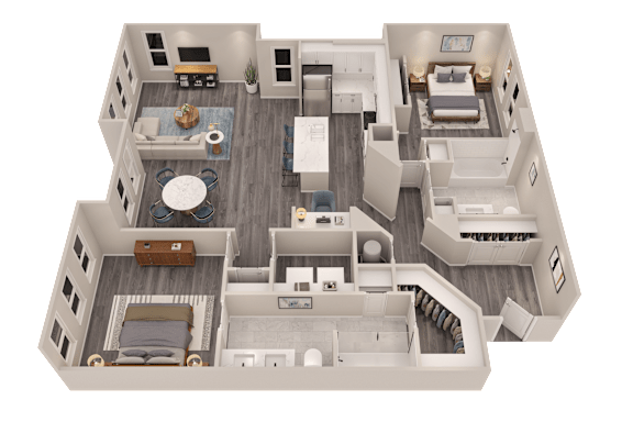 2 bed 2 bath C at The Cunningham Apartments, West Des Moines, Iowa