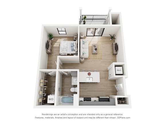 A1 Floor Plan at Junction at Fayetteville, Fayetteville, 72704