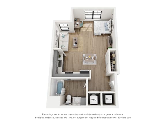 Studio Floor Plan at Junction at Fayetteville, Arkansas