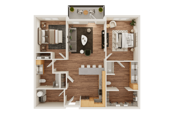 B1 Type A Floor Plan at Timber Club, St. Peters, 63304
