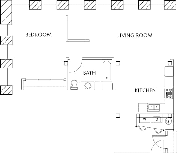 1 bedroom 1 bath H 1 bedroom 1 bath H at Lofts at Lafayette Square Apartments, Saint Louis, Missouri