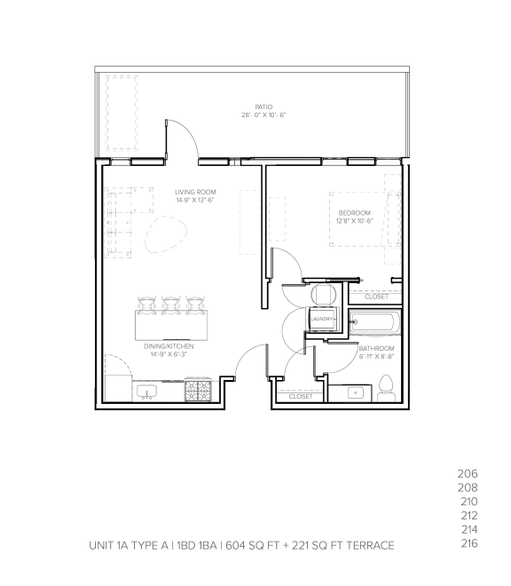 Floor Plan  Unit 1A A terrace at Steelcote Square, St. Louis