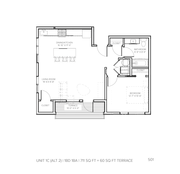 Floor Plan  Unit 1C A Terrace at Steelcote Square, St. Louis, 63103