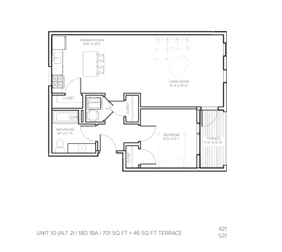 Unit 1D a2 terrace at Steelcote Square, Missouri