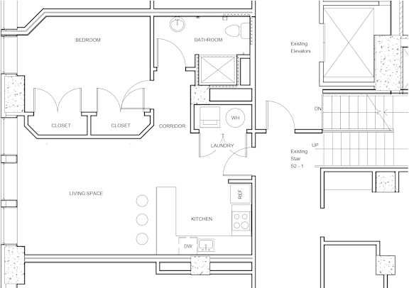 1 bed 1 bath A Floorplan at Studebaker Lofts, South Bend, 46601