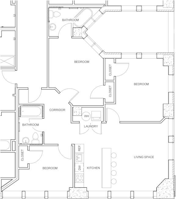 3 Bedroom Floorplan at Studebaker Lofts, South Bend, IN