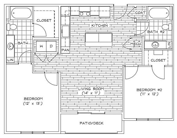 B2 Floor Plan at Piazza on West Pine, Saint Louis, MO, 63108