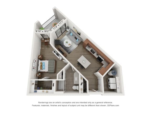 Caspian Floor Plan at Wildhorse Apartments, Chesterfield, MO, 63017
