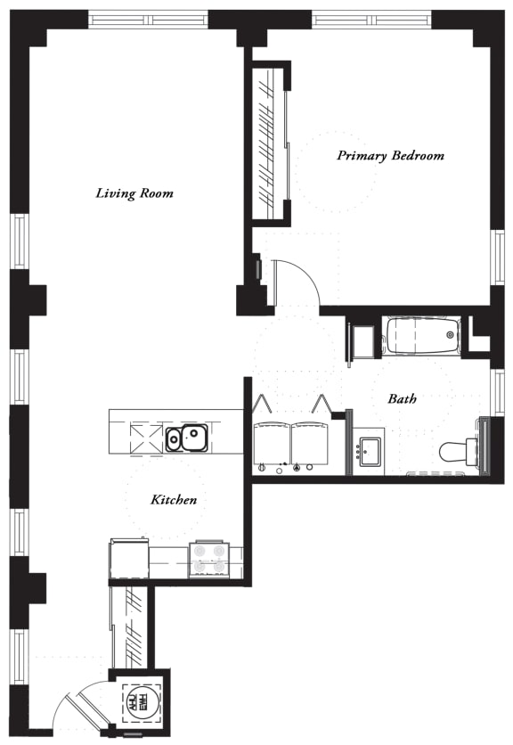 YH C 1092sf Floor Plan at York House, Saint Louis, Missouri