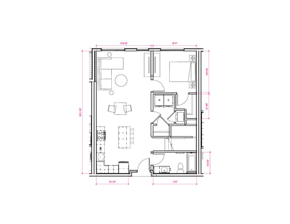 1  Bed   2  Bath   1,038 Sq. Ft. Zaragoza Mezzanine Floor Plan at Expo at Forest Park, St. Louis