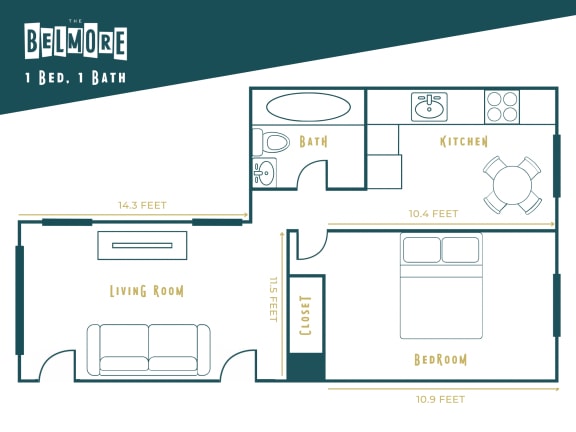 a floor plan of a room with a bathroom and a bedroom