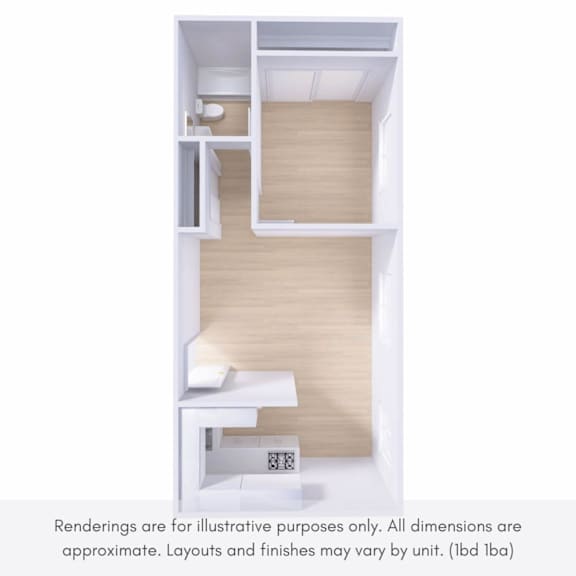 A white interior design layout with a staircase and a toilet.