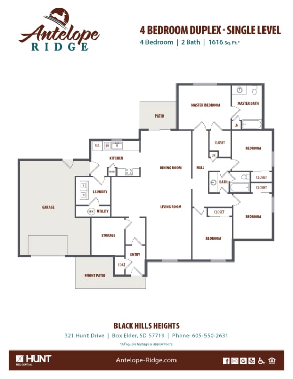 a bedroom duplex single level floor plan  at Antelope Ridge, South Dakota
