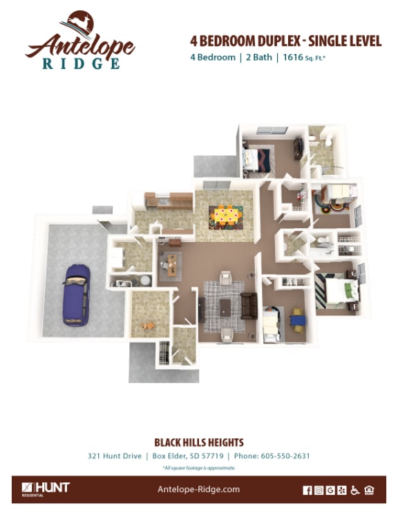 a bedroom a bathroom a living room and a dining area with a balcony floor plan  at Antelope Ridge, Box Elder