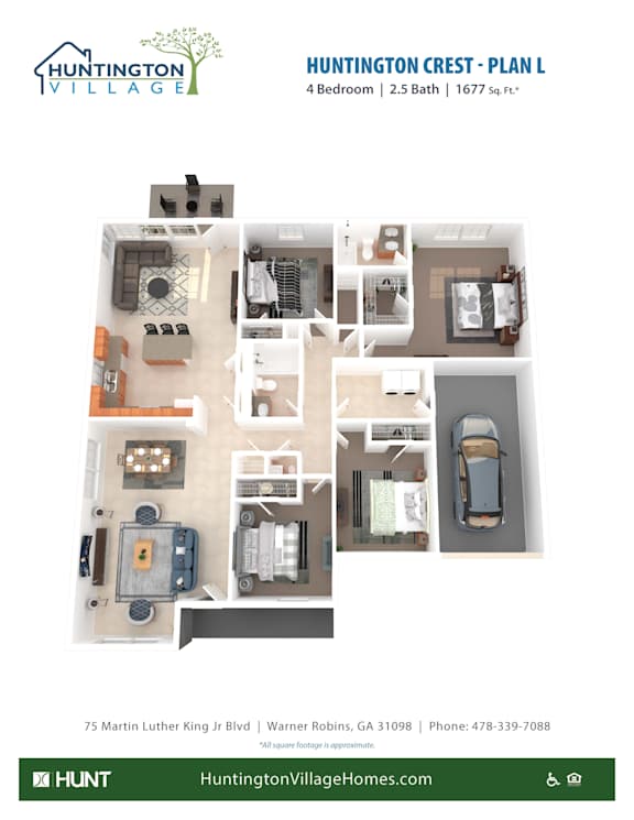 4 Bed 2.5 Bath Floor Plan at Huntington Village **, Warner Robins, GA