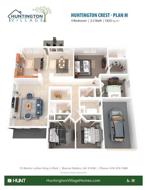 4 Bedroom Floor Plan at Huntington Village **, Warner Robins, Georgia