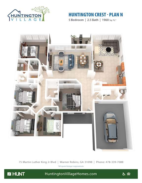 5 Bedroom 2.5 Bathroom Floor Plan at Huntington Village **, Warner Robins