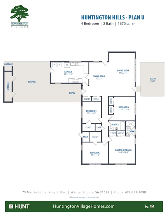 4Bed2bath Floor Plan at Huntington Village **, Warner Robins