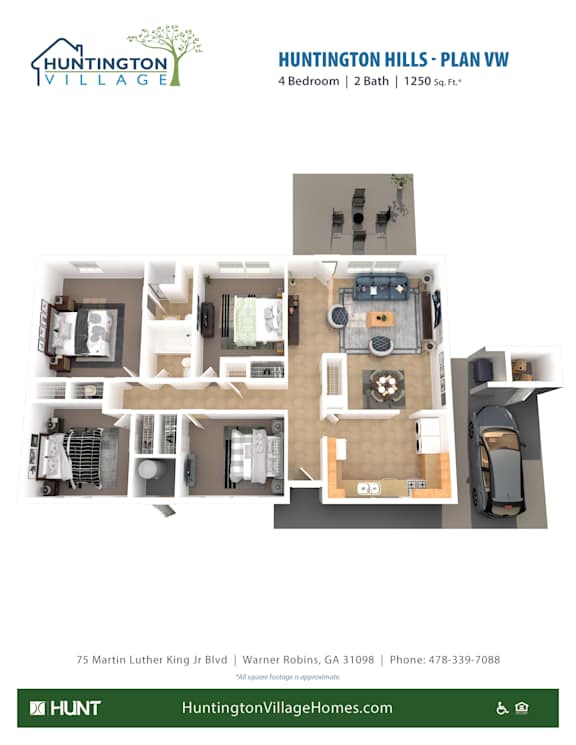 4 Bed 2 Bath Floor Plan at Huntington Village **, Georgia