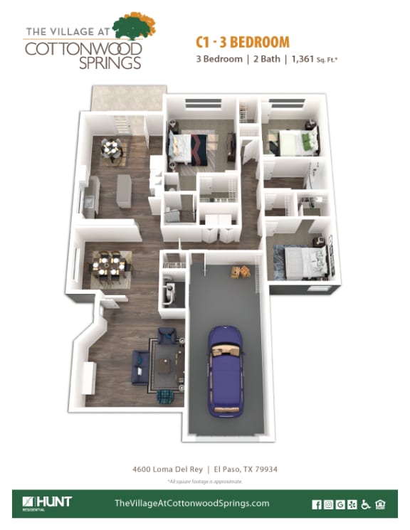 C1 Floor Plan at The Village at Cottonwood Springs, Texas