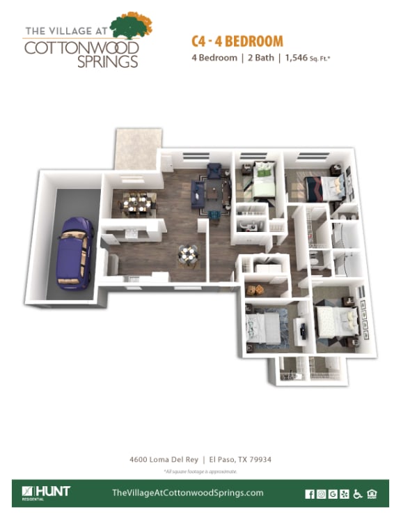 C4 Floor Plan at The Village at Cottonwood Springs, El Paso, 79934
