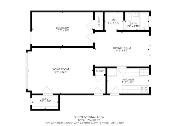 Floor Plan  A black and white image of a floor plan for a house.