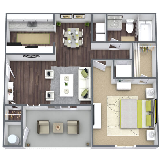 Floor Plan  Elevate at Jackson Creek 1x1 Floor Plan, 541 SQFT.