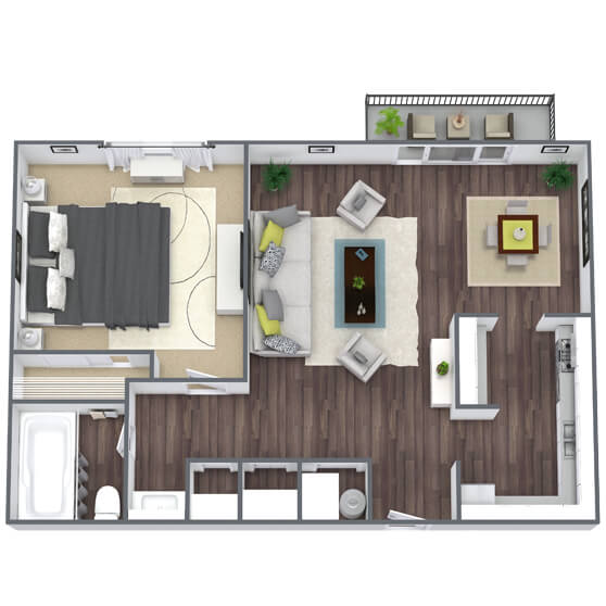 Floor Plan  1BD Floor Plan, 735 SQFT