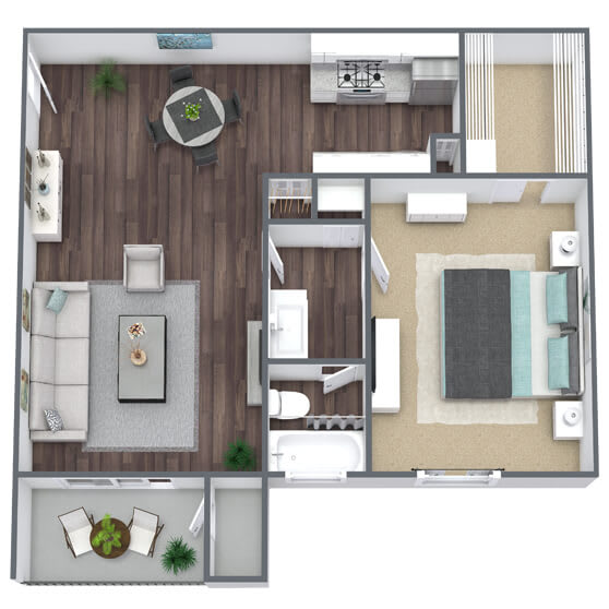 Floor Plan  1X1C Floor Plan, 720 SQFT