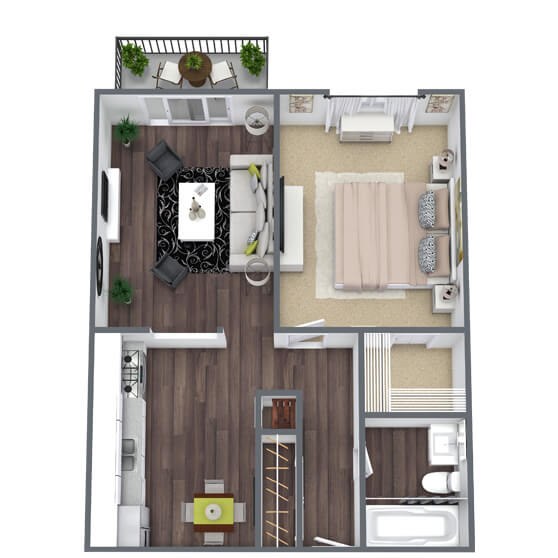 Alburn 1-bedroom floor plan