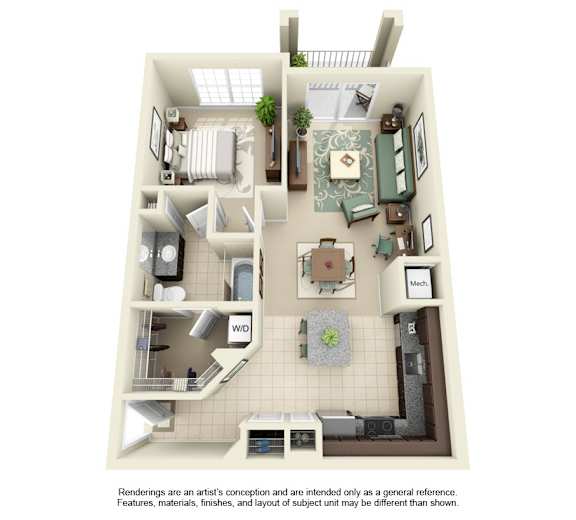 Athens 1x1 floor plan