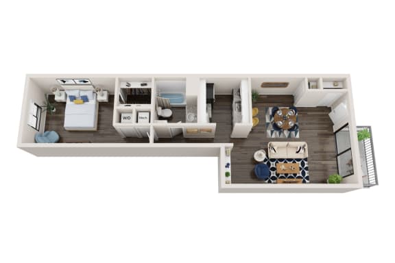 1X1B Floor Plan, 700 SQFT