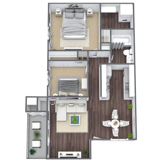 2x1 floor plan at Liberty Creek, Colorado