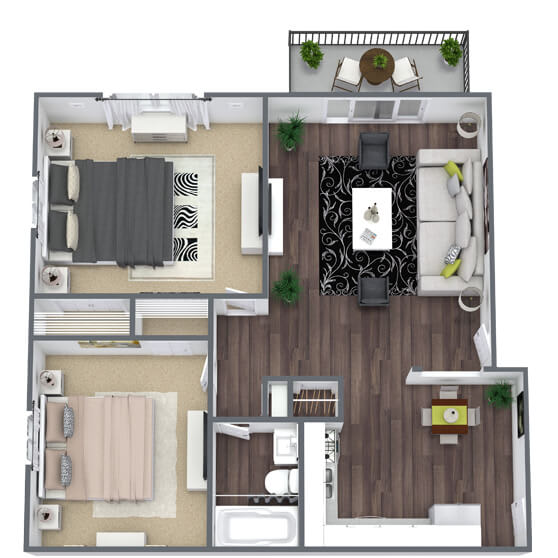 Brentwood 2-bedroom floor plan