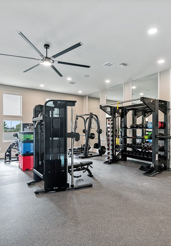Resident gym at Alta 3Eighty Apartments in Aubrey, Texas