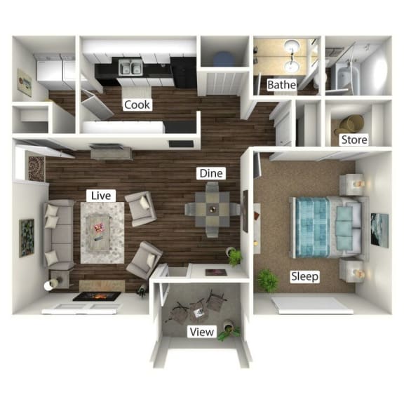 Bungalow 3D Floor Plan