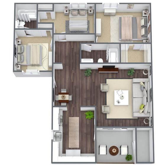 Floor Plans | Bridges at 9 Mile Station Apartments