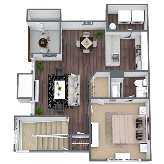 Floor Plan  Glenwood: 1-bedroom, 1-bathroom floor plan at Woodland Estates