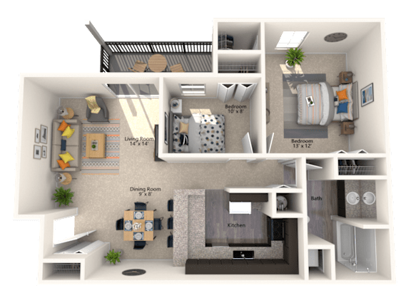 Floor Plan  2X1 Mount Vernon Floor Plan, 855 SQFT.