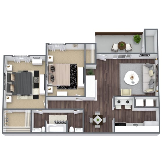 Floor Plan  Sanctuary 2-Bed, 1.5-Bath Floor Plan at The Park on Windy Hill Apartments