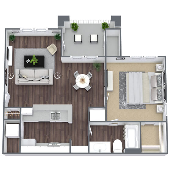 1, 2, & 3 Bedroom Floor Plans | Parkside At Town Center Apartments in ...