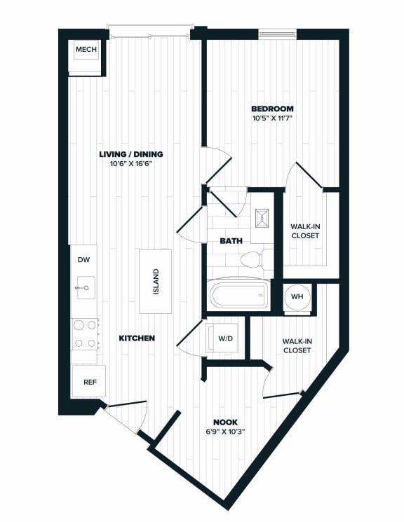 B3, 705 SQFT. Floor Plan