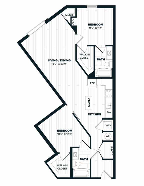 C6 Floor Plan, 1,099 SQFT.