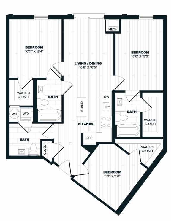 Floor Plan  E3 Floor Plan, 1,127 SQFT.