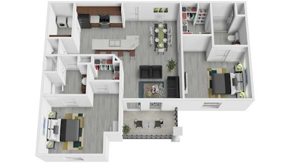 Two Bedroom Floor Plan at Arbours at Crestveiw, Crestview Florida