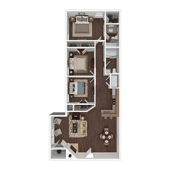 Floor Plan  3Bed 2Bath at Southaven Pointe Apartments, Mississippi, 38671