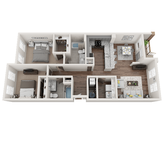 Floor Plan  B1 Floorplan at Midtown Row Apartments, Montgomery, Alabama