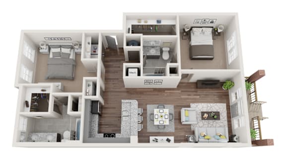 Floor Plan  B2B Floorplan at Midtown Row Apartments, Alabama
